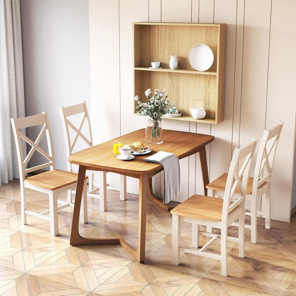 GIANTEX Farmhouse Dining Chairs Set of 2, Kitchen Chairs w/High Cross Back