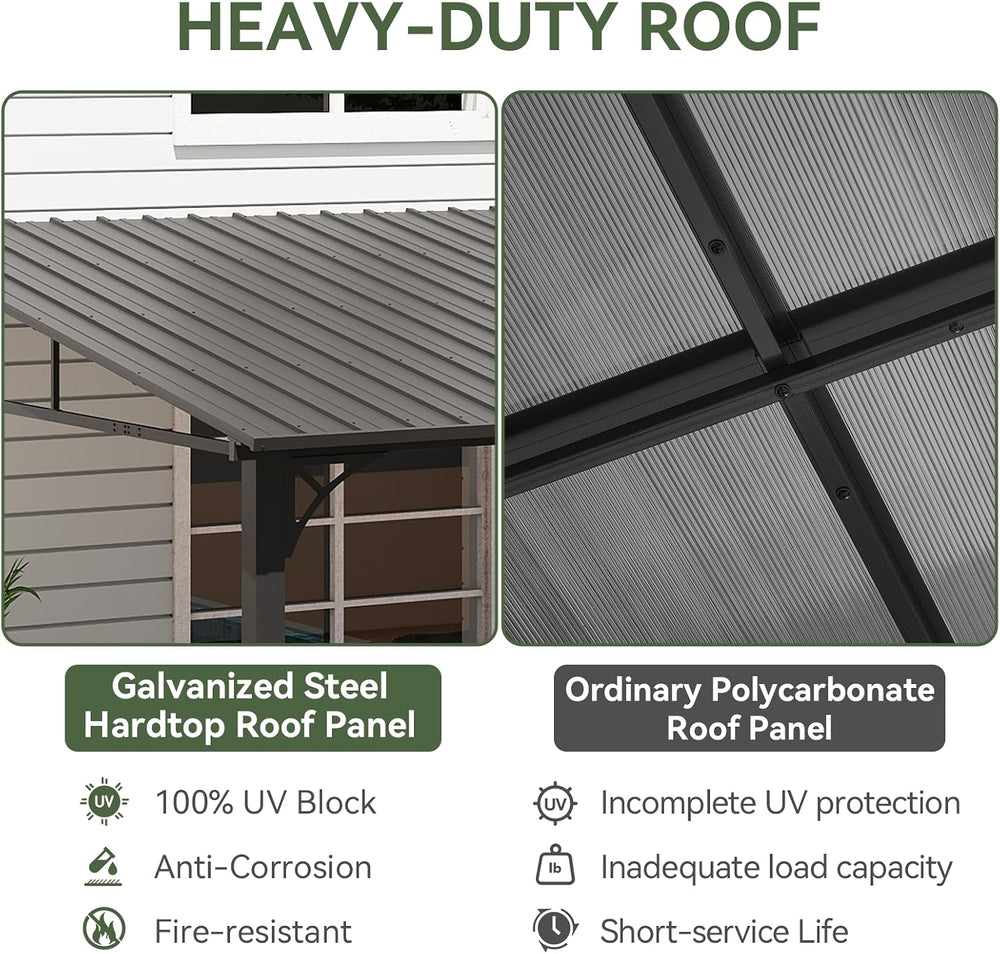 Aoxun 10' x 14' Lean to Gazebo Pergola with Sloping Roof for Patio, B...