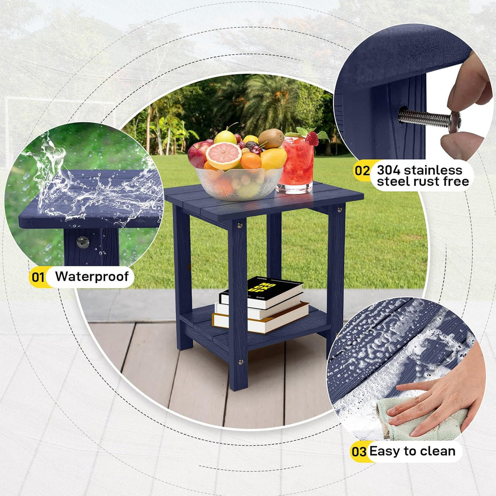 Outdoor Side Table, Weather Resistant Double Small Adirondack Side Table, Out...