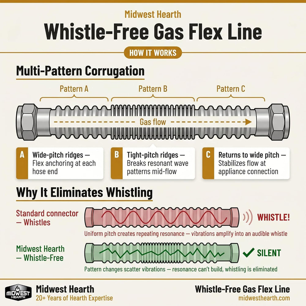 Midwest Hearth 3/4" Whistle Free Gas Flex Line for Fire Pit - Stainless ...