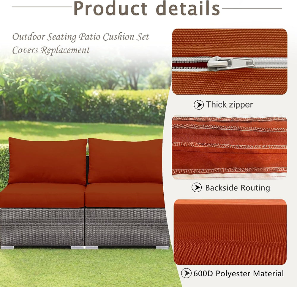Patio Cushion Covers Replacement, Deep Seat Patio Cushions Cover set of 4