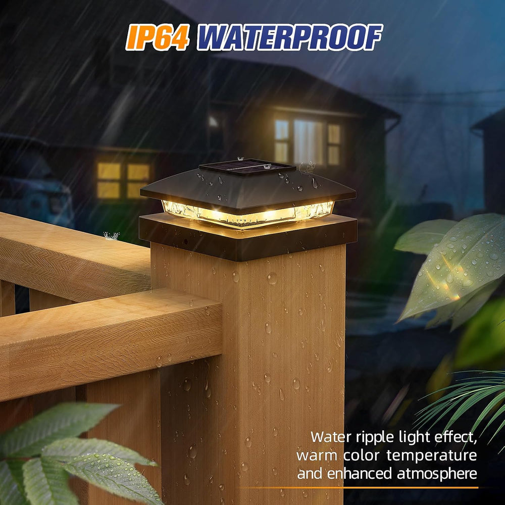 APONUO Solar Post Cap Lights for 4x4 Posts - IP64 Waterproof, 3000K LED, No-W...