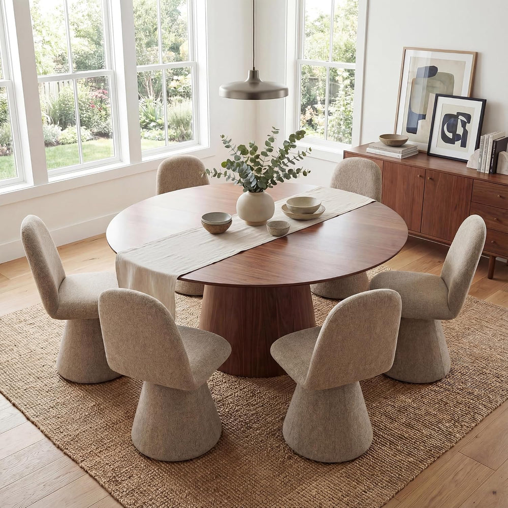DUOMAY 360° Swivel Dining Chairs Set of 4, Mid Century Modern High Back Linen...