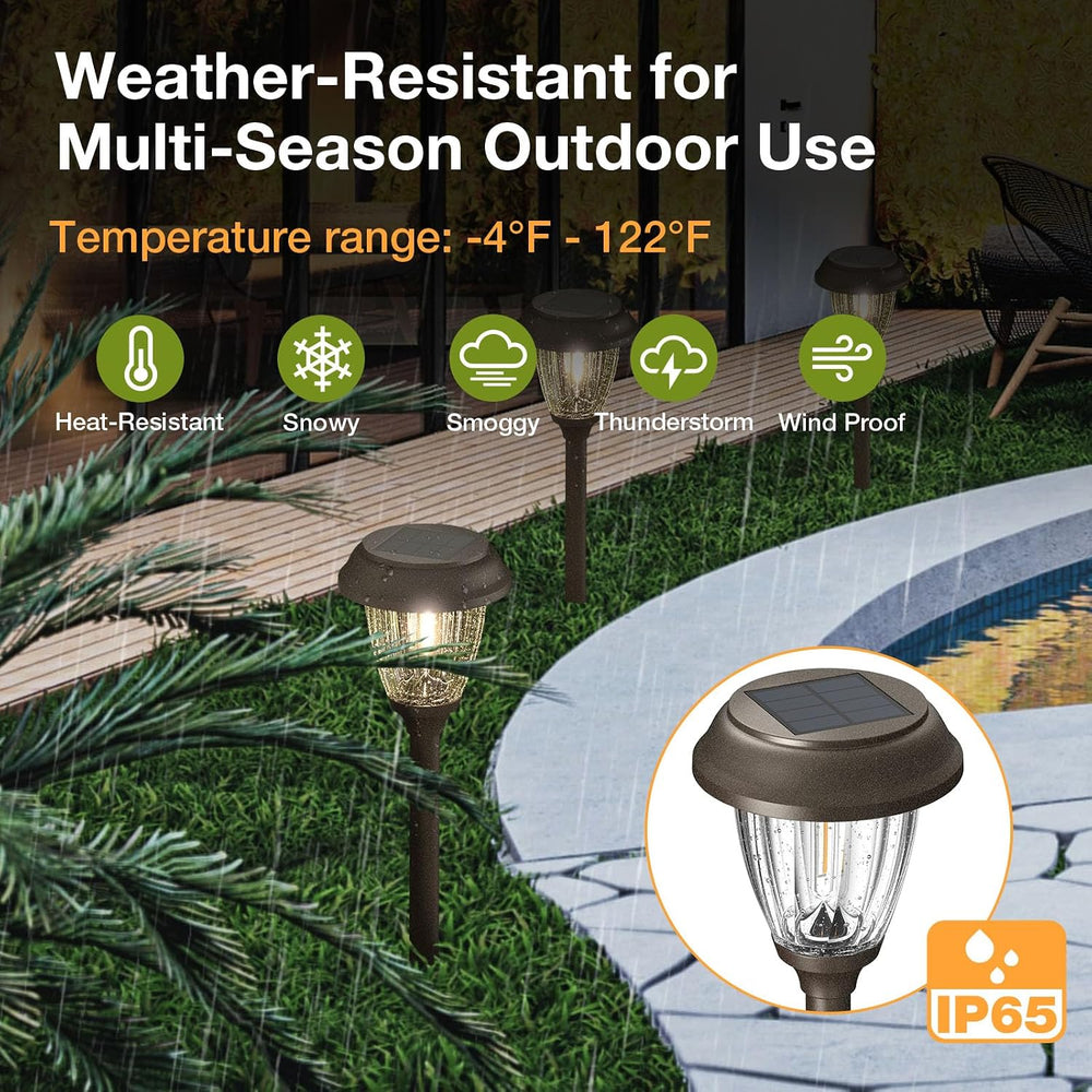 XMCOSY+ Solar Pathway Lights Outdoor, 6 Pack 2-Mode Solar Garden Lights