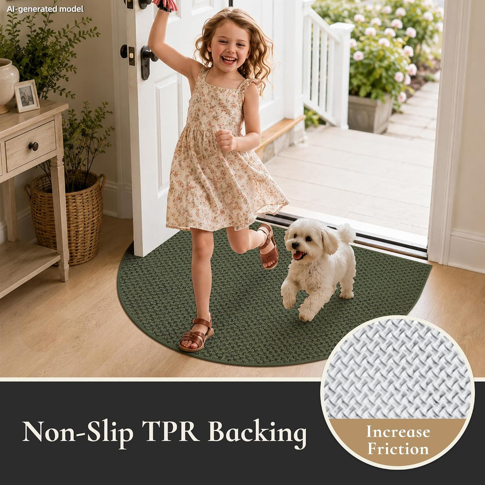 Dirt Trapper Door Mat 32" x 48", Non-Slip, Half Circle, Green
