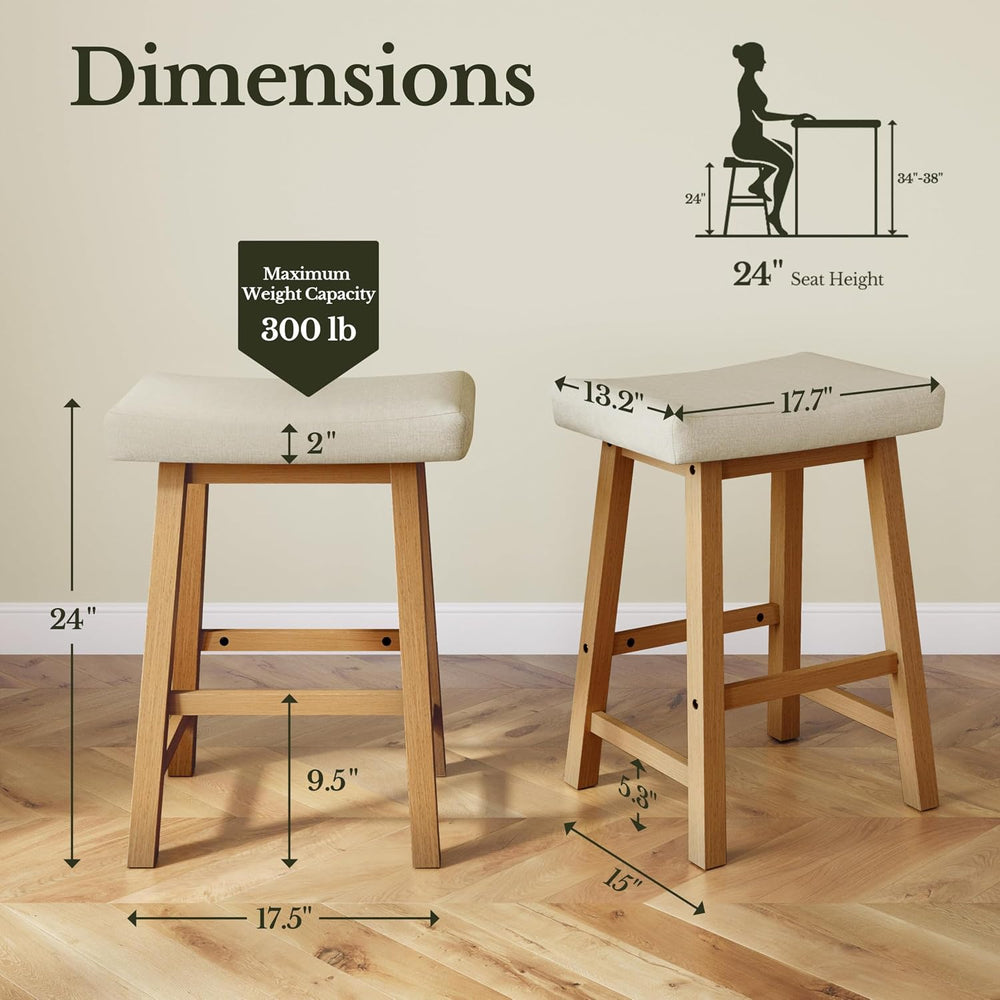 Yaheetech 24 Inch Counter Height Bar Stools Set of 3 Backless