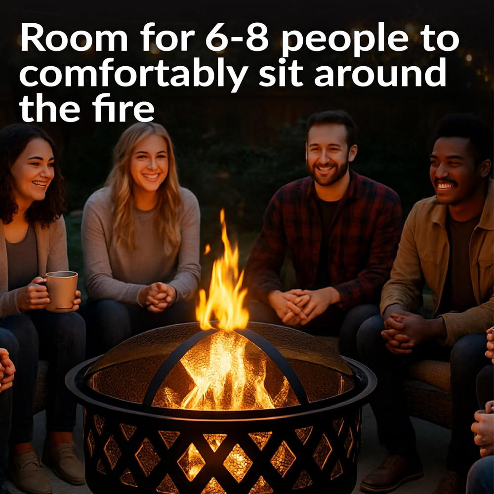 Sunnydaze Crossweave 30" Small Outdoor Fire Pit, Wood Burning, Round