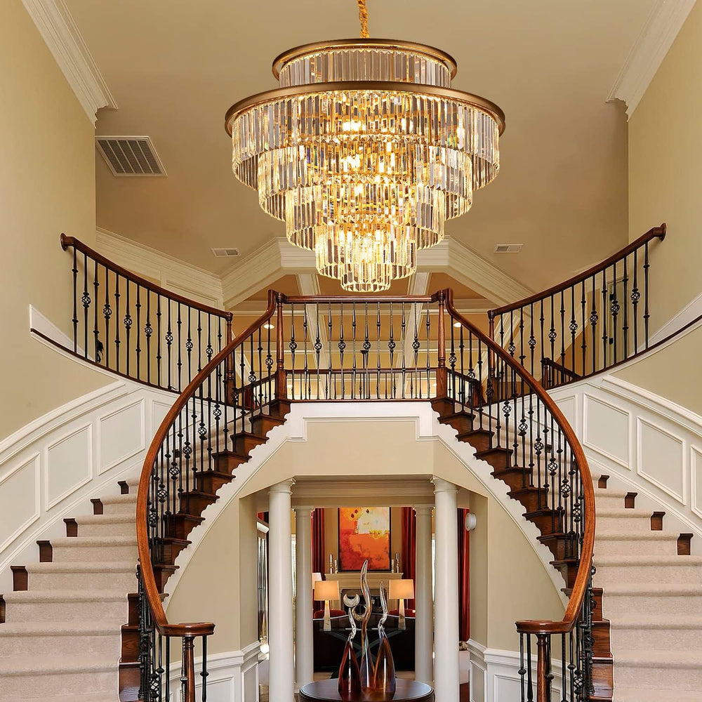 35" 24-Light Modern Crystal Chandelier Light Fixture Large 6-Tier Gold L...