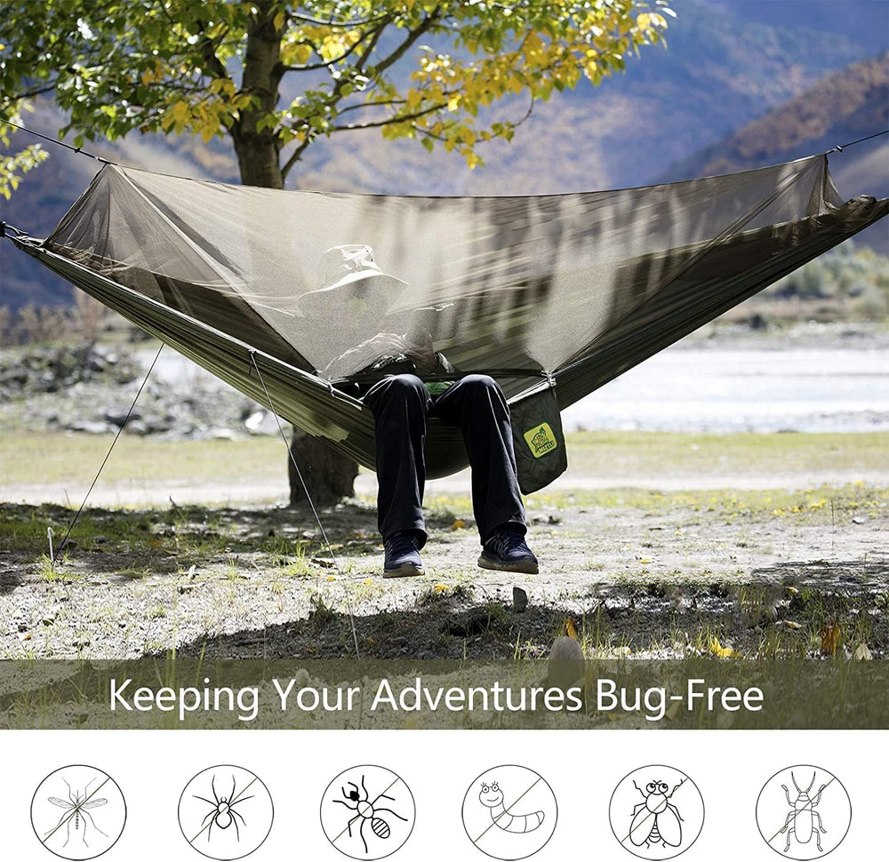 Miztli Camping Hammock with Net and Rain Fly, Portable Lightweight Outdoor Ha...