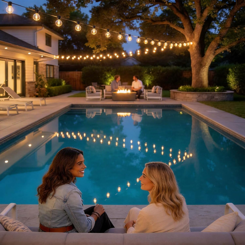 RTTY Outdoor String Lights 100 FT, Waterproof Patio Light 52 LED Bulbs