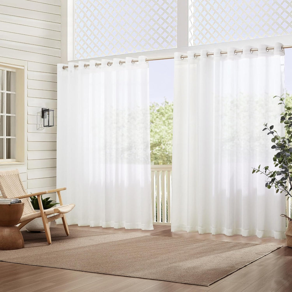 Threadmade Carmen Sheer Extra Wide Indoor/Outdoor Sheer Window Curtain, White...