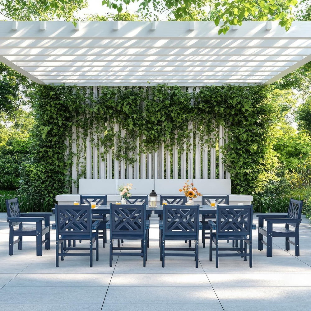12 Piece HDPE Outdoor Dining Set for 10, Patio HDPE Furniture Set with 2 Tabl...