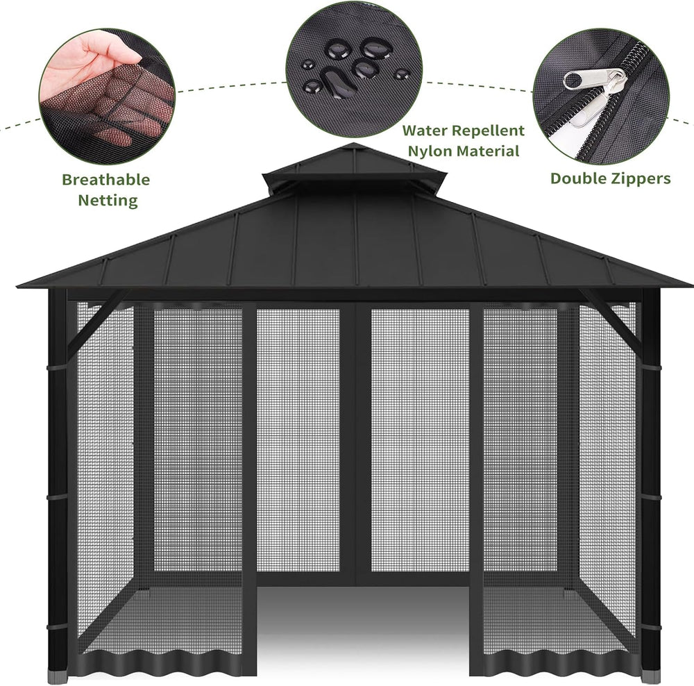 10' x 10' Gazebo & Pop Up Canopy Tent Replacement Mosquito Nettin...