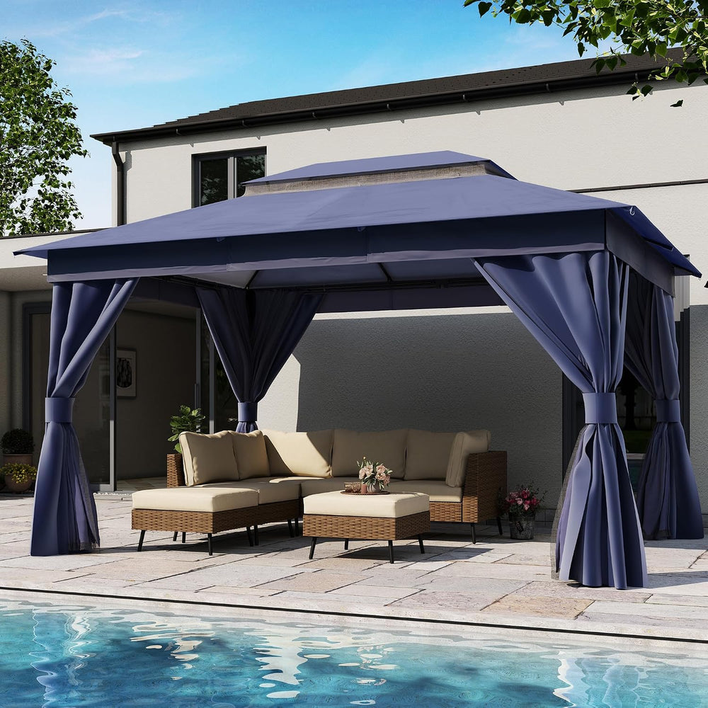 LAUSAINT HOME Patio Gazebo 10'x13', Outdoor Heavy Duty Party Tent She...