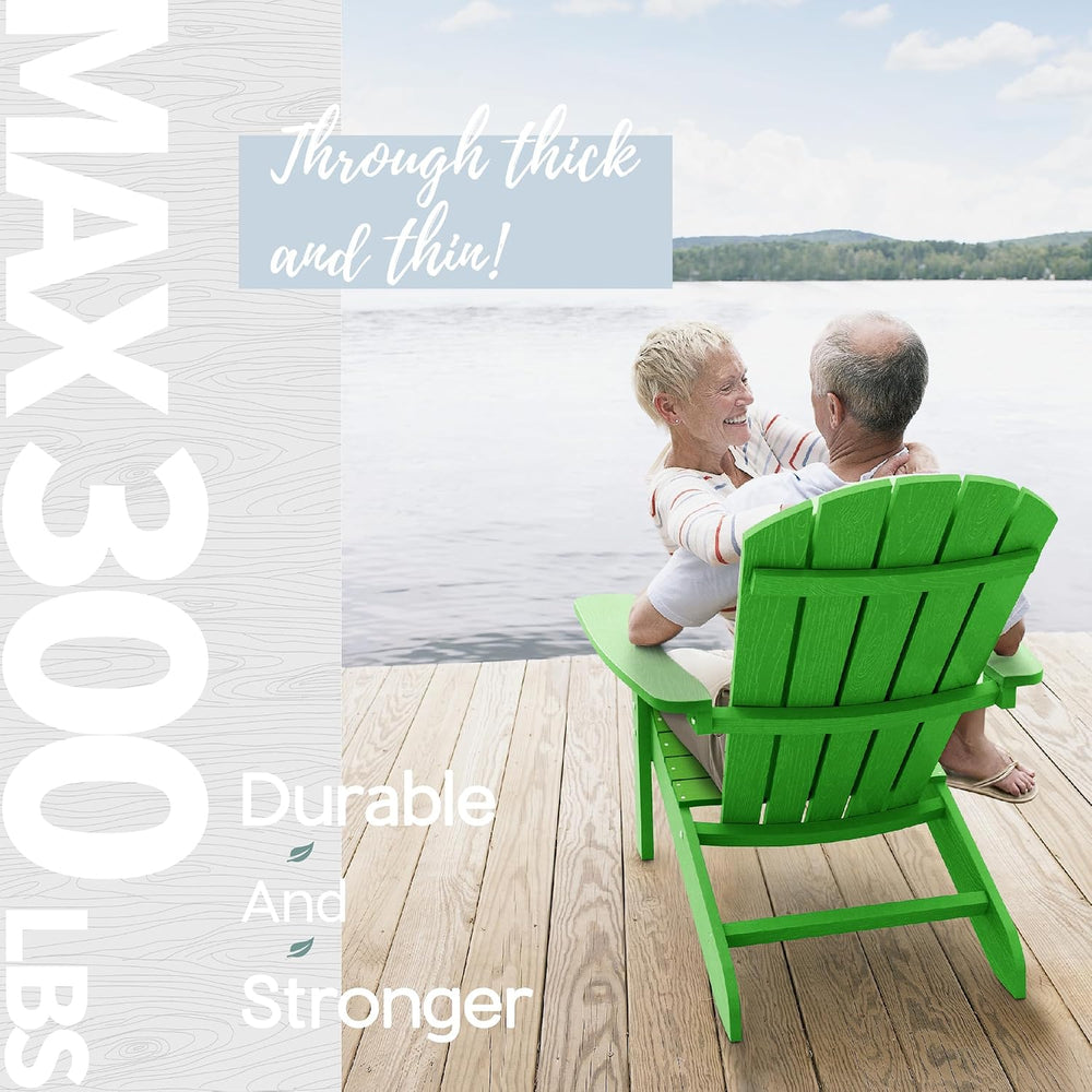 YEFU Adirondack Chairs Set of 4, All-Weather Outdoor Chairs, Lime Green