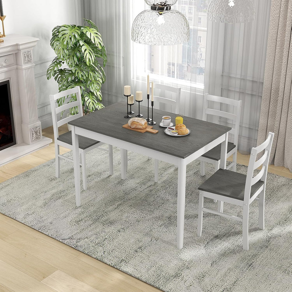 GOFLAME 5 Piece Dining Table Set for 4, Farmhouse Kitchen Table and 4 Chairs ...