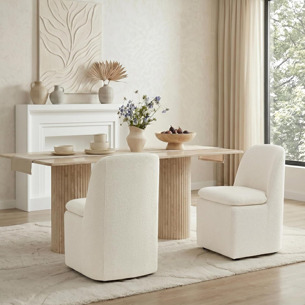 KISLOT Upholstered Dining Chairs Set of 2 with Hidden Casters, Modern Kitchen...