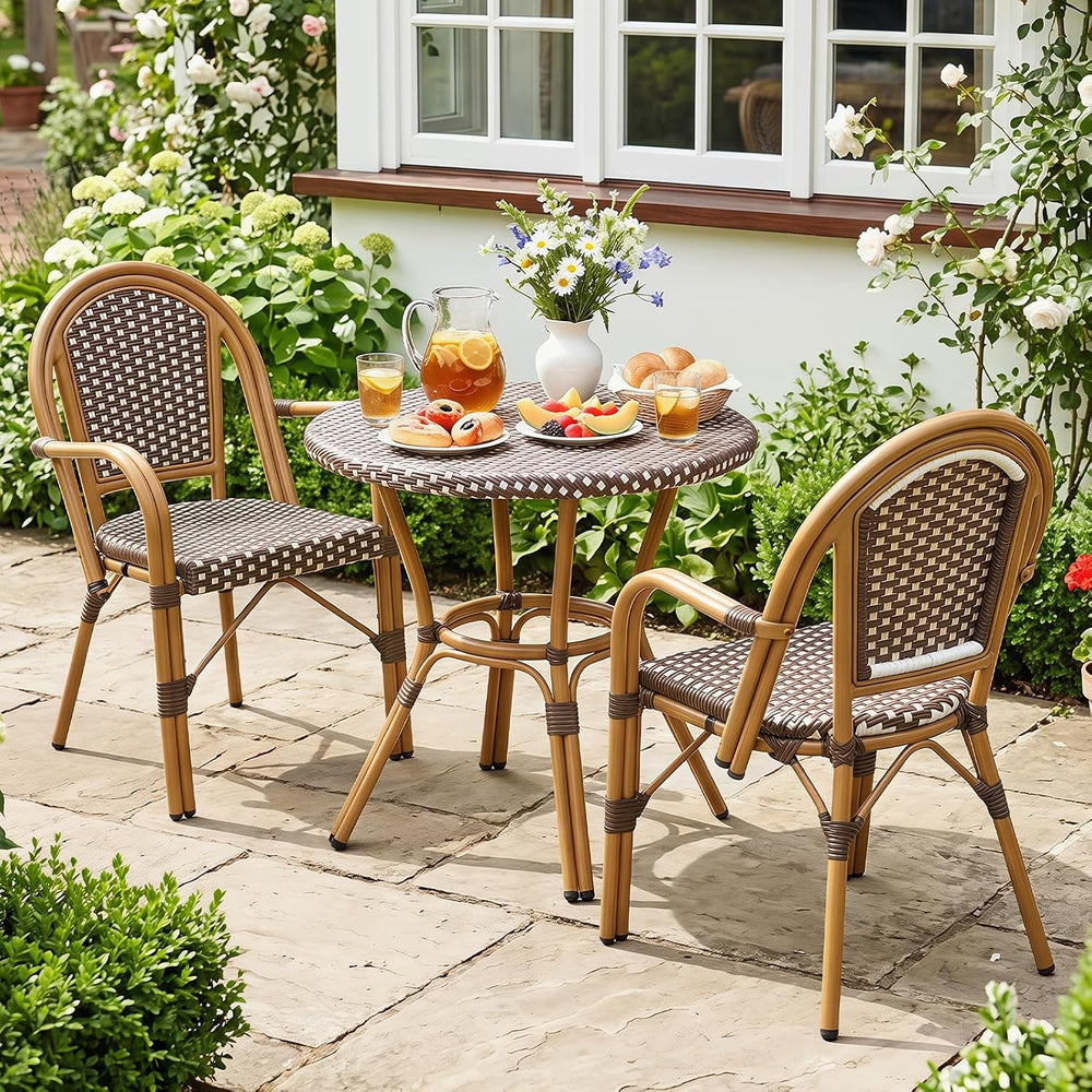 Tangkula Wicker Patio French Bistro Dining Chairs Set of 4