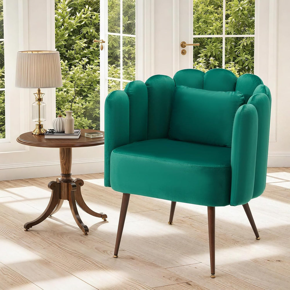 HOMREST Velvet Vanity Chair with Back,Mid-Century Modern Small Accent Chair f...