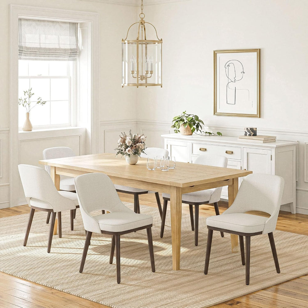 MALOL Wooden Dining Chairs Set of 6, Modern Fabric Upholstered Dining Room Ch...