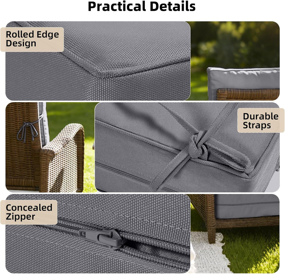 Durable Outdoor Furniture Cushions Set of 2, 24x24x6 Inch, Gray