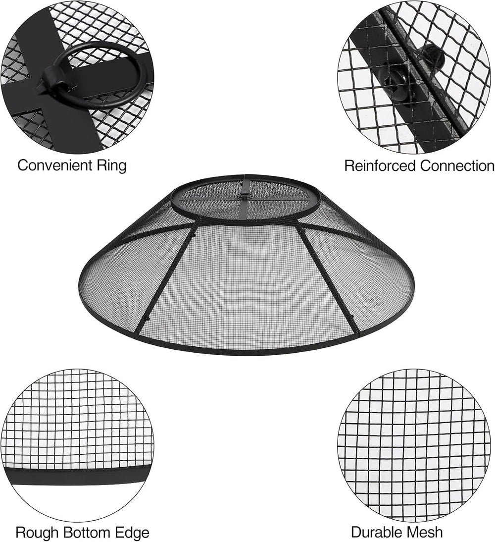 Fire Pit Spark Screen 36 Inch with Top Cover Round, Heavy Duty Collapsible Ou...
