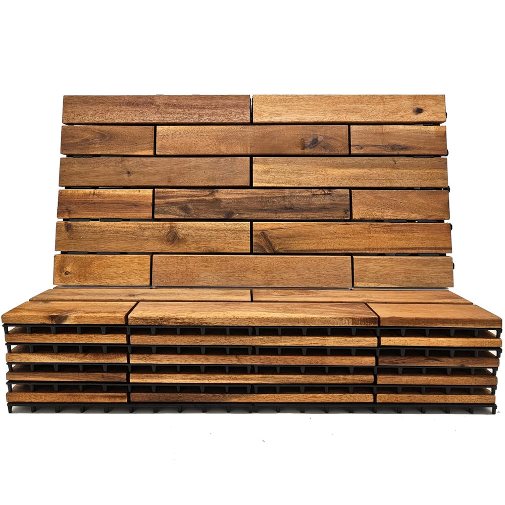 Majestick Goods 6-Pack Longboard Acacia Wood Interlocking Deck Tiles