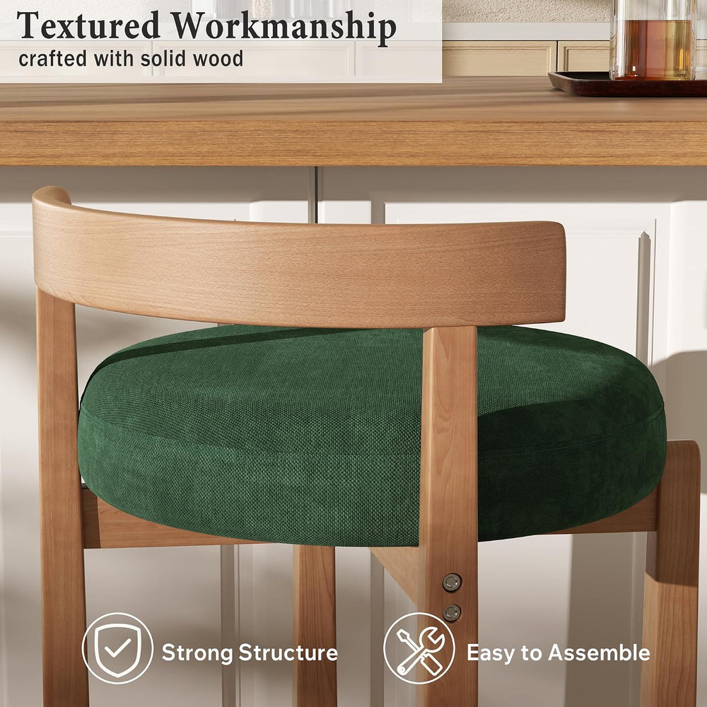 Bar Stools Set of 4, 26" Upholstered Counter Height Bar Chairs, Mid Cent...