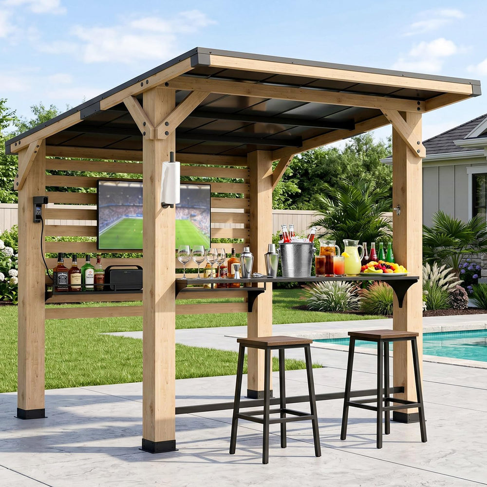 SUNYRISY 6 x 8 Ft Wood Grill Gazebo for Outdoor Patio Bar