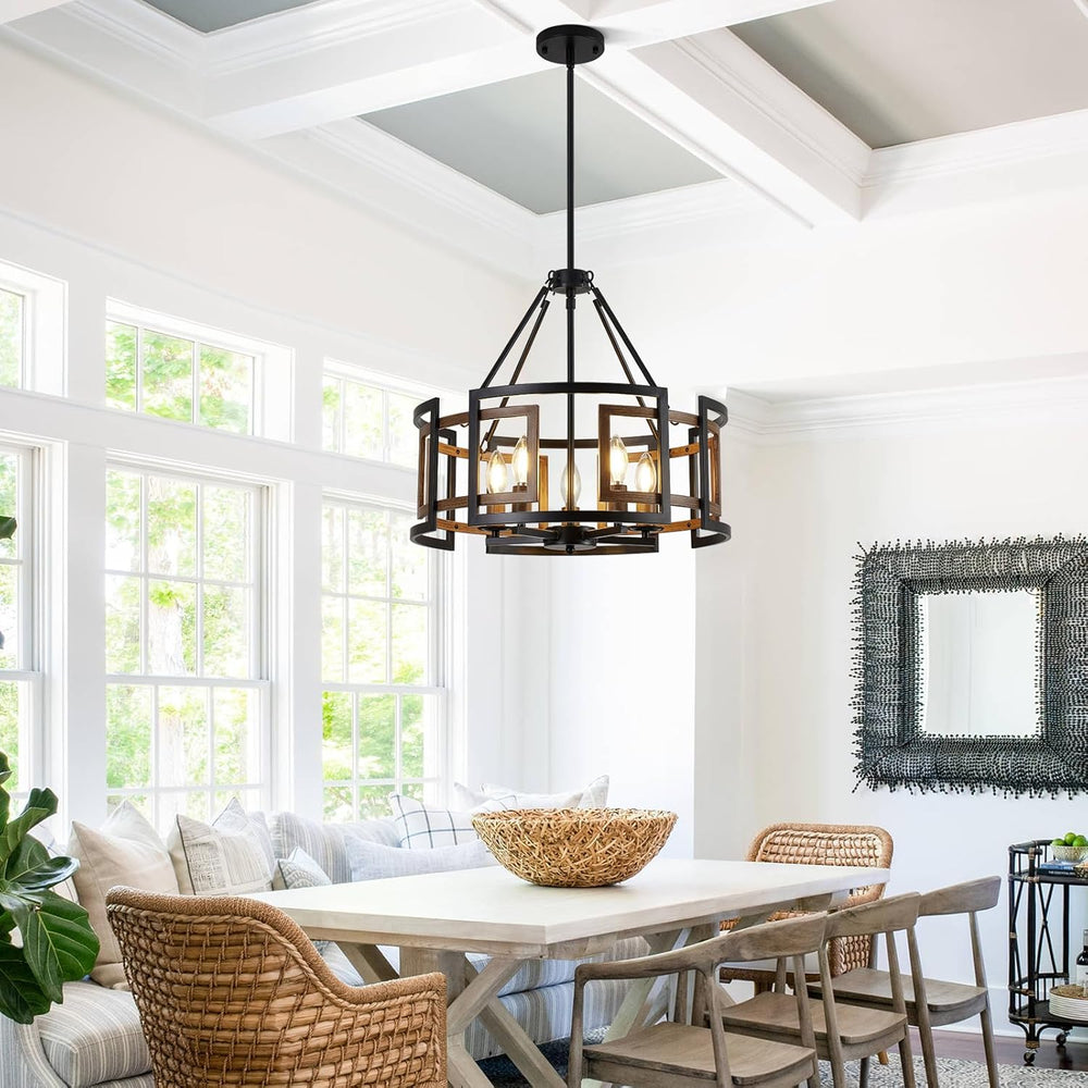 20" Dining Room Light Fixture/Chandelier Over Table, 5-Light Black &...