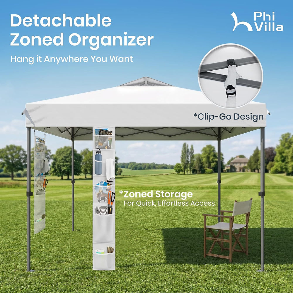 PHI VILLA 10x10 Pop Up Canopy Tent, One Push Easy Set Instant Shade Tents