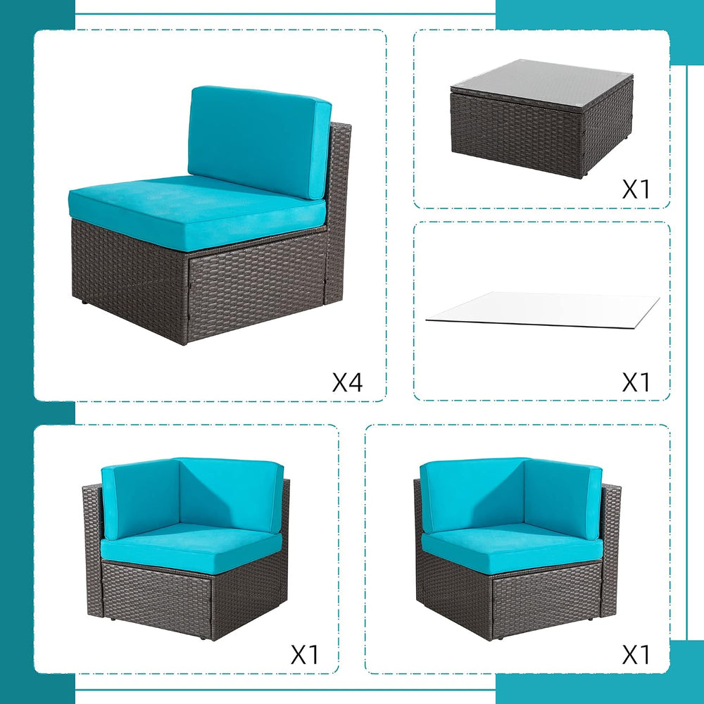 Shintenchi 7 Pieces Patio Furniture Sets Outdoor All-Weather Sectional Patio ...