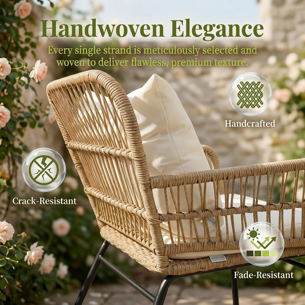 RADIATA 5 Pcs Boho Outdoor Furniture, High Back Wicker Conversation Set