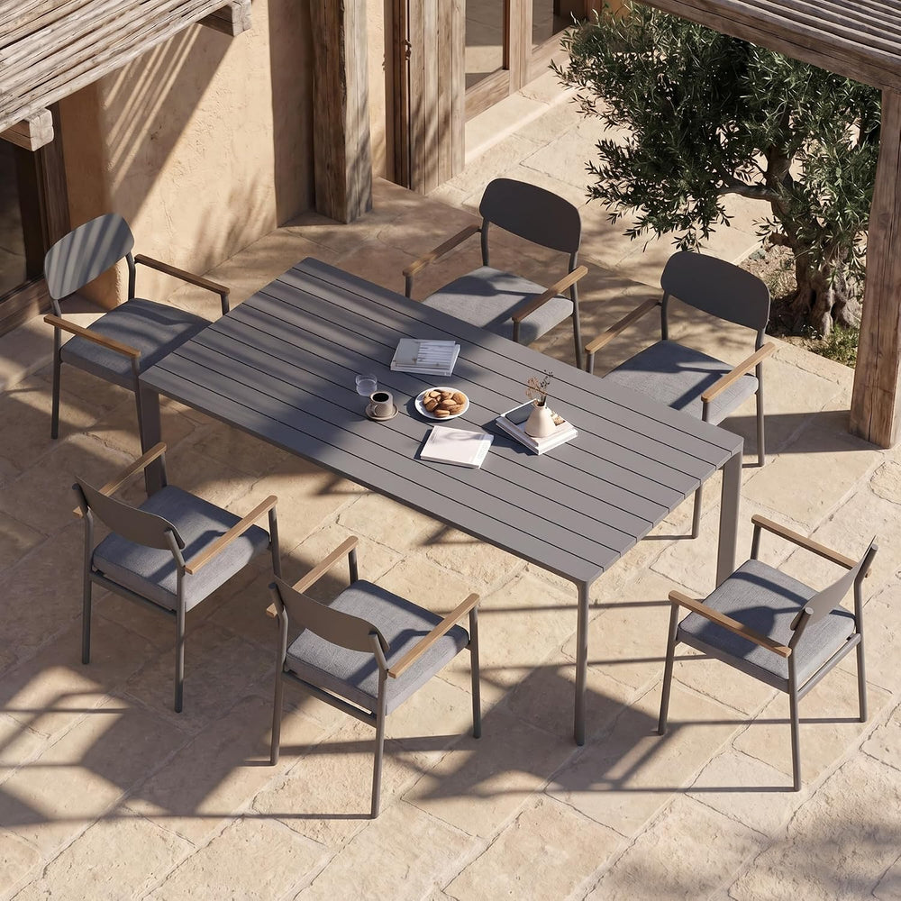 Modern Shade Luxury Outdoor Dining Set for 7, Outdoor Table and Chairs Set wi...