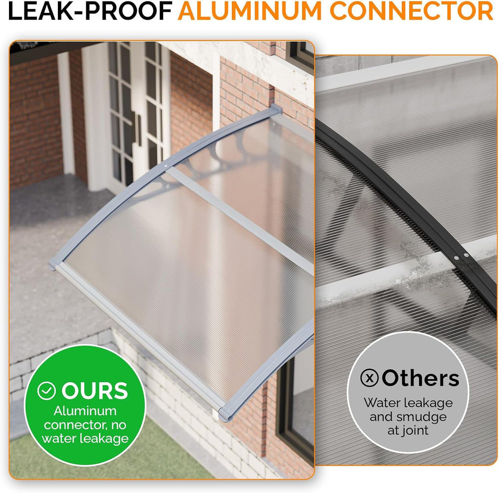VINGLI Window Awning Door Canopy, 40" x 40" Awnings for Doors Polyc...