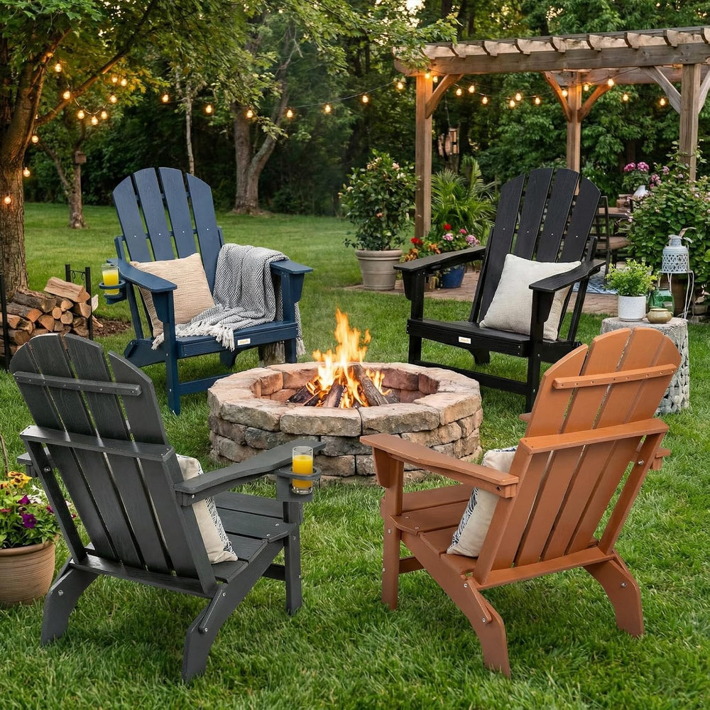 Oversized Folding HDPE Adirondack Chair, Gun-Leg Stable Frame 400 LBS