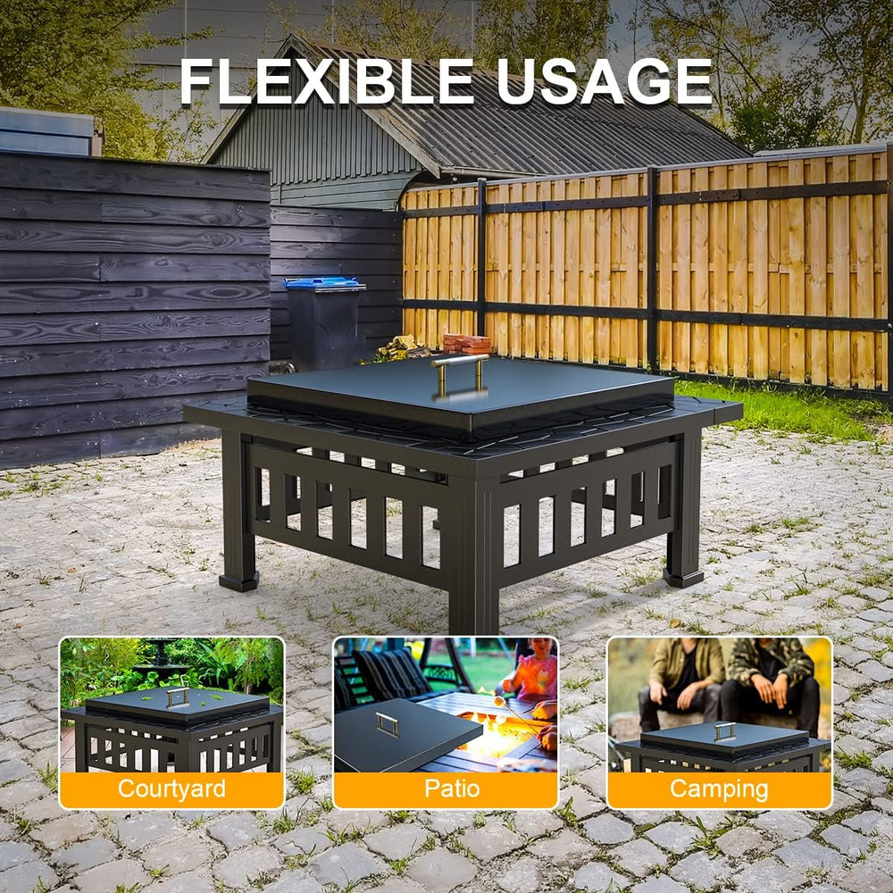 AJinTeby Fire Pit Lid Fits 24" x 24" Drop-in Fire Pit Pan, 27"...