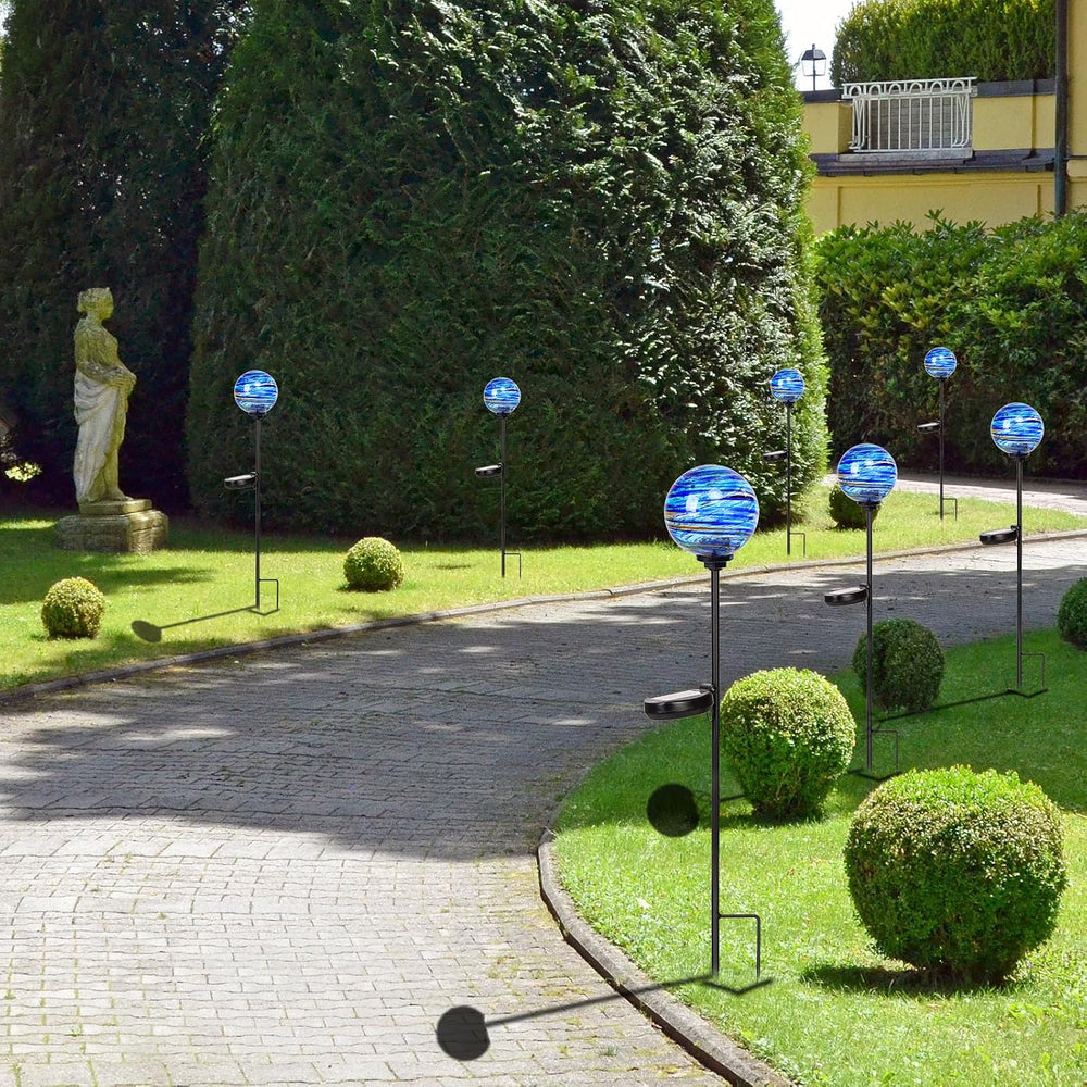 Decorative Solar Garden Lights, 4" Glass Globe Outdoor Stake for Yard Lawn
