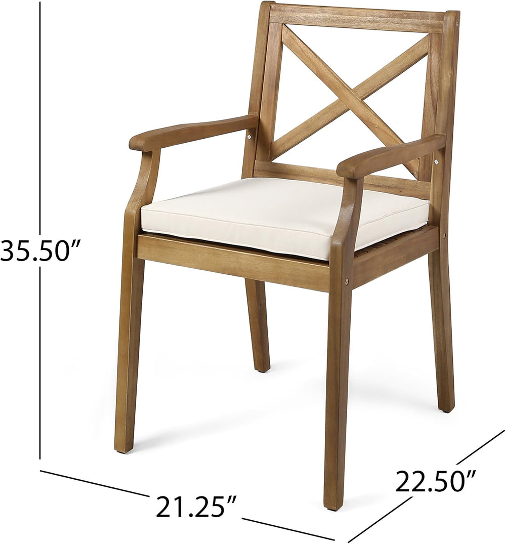 Christopher Knight Home Peter | Outdoor Acacia Wood Dining Chair Set of 2, Te...