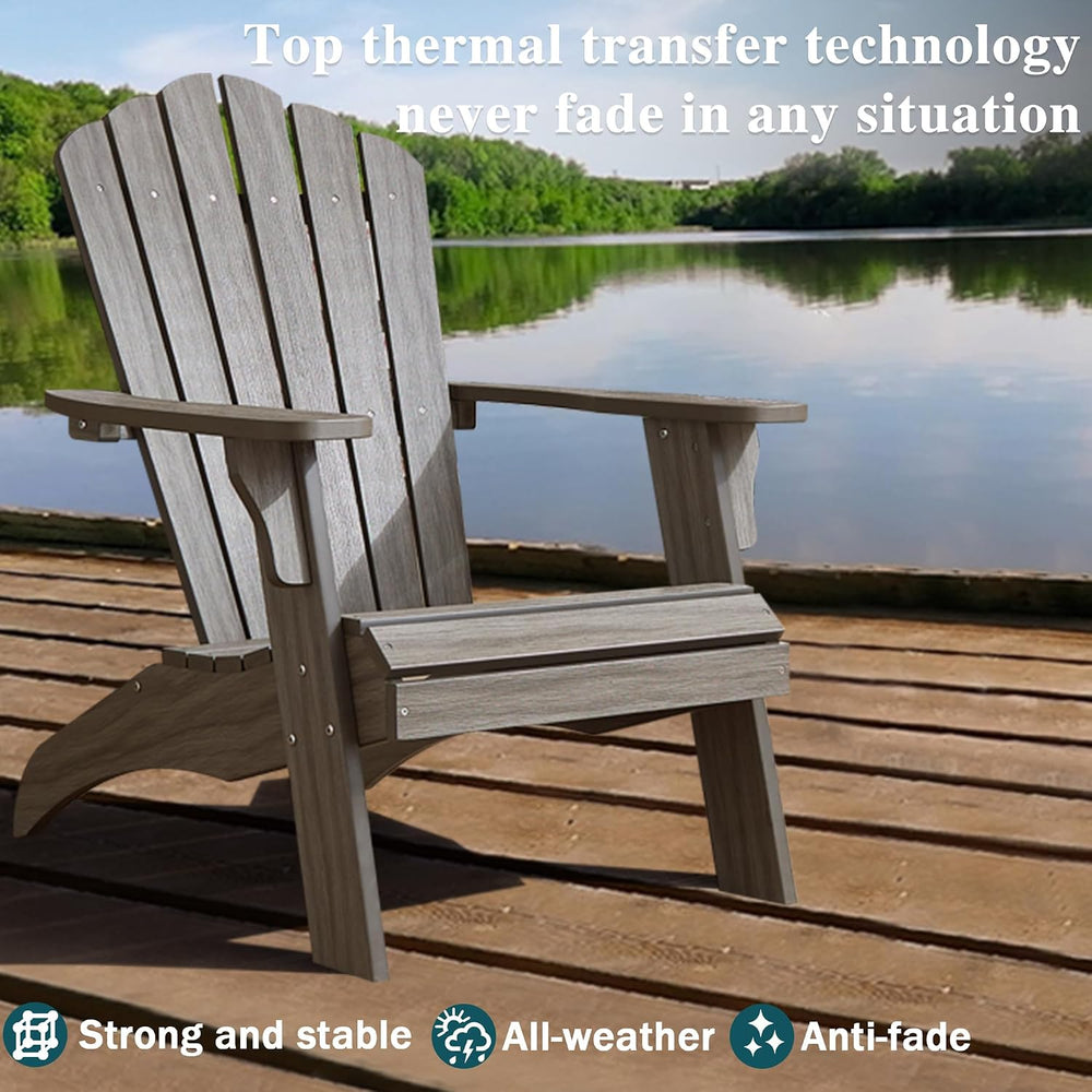 Psilvam Adirondack Chairs Set of 2 with Cup Holder, Light Gray