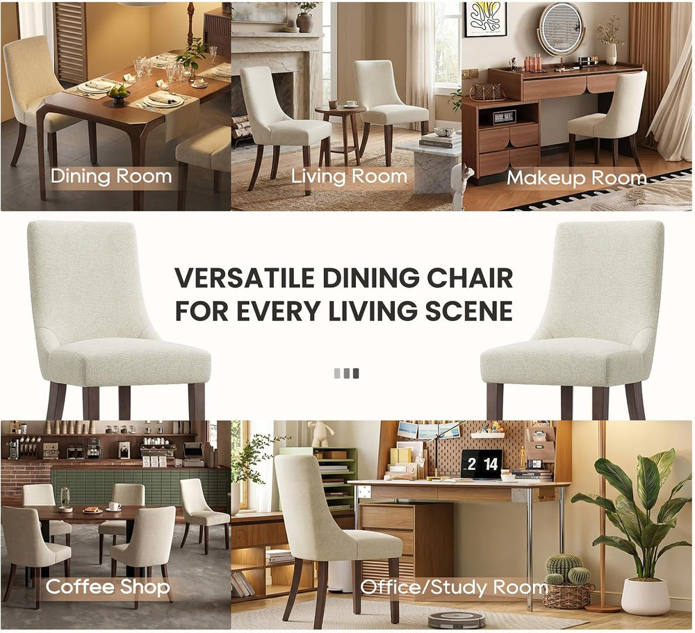 MALOL Wooden Dining Chairs Set of 6, Upholstered Kitchen & Dining Room Ch...