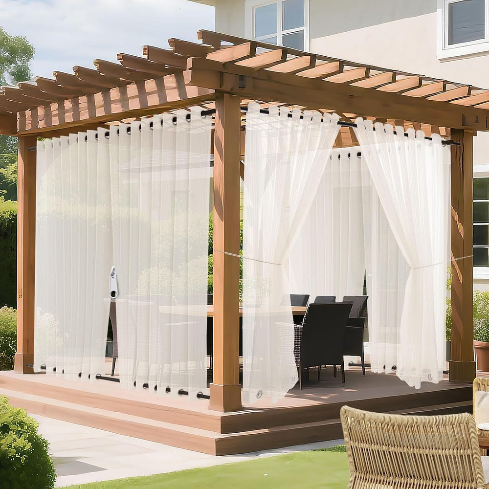 HDCAXKJ Outdoor Curtains for Patio Cream Sheer Curtains 84 Inches Long 2 Pane...