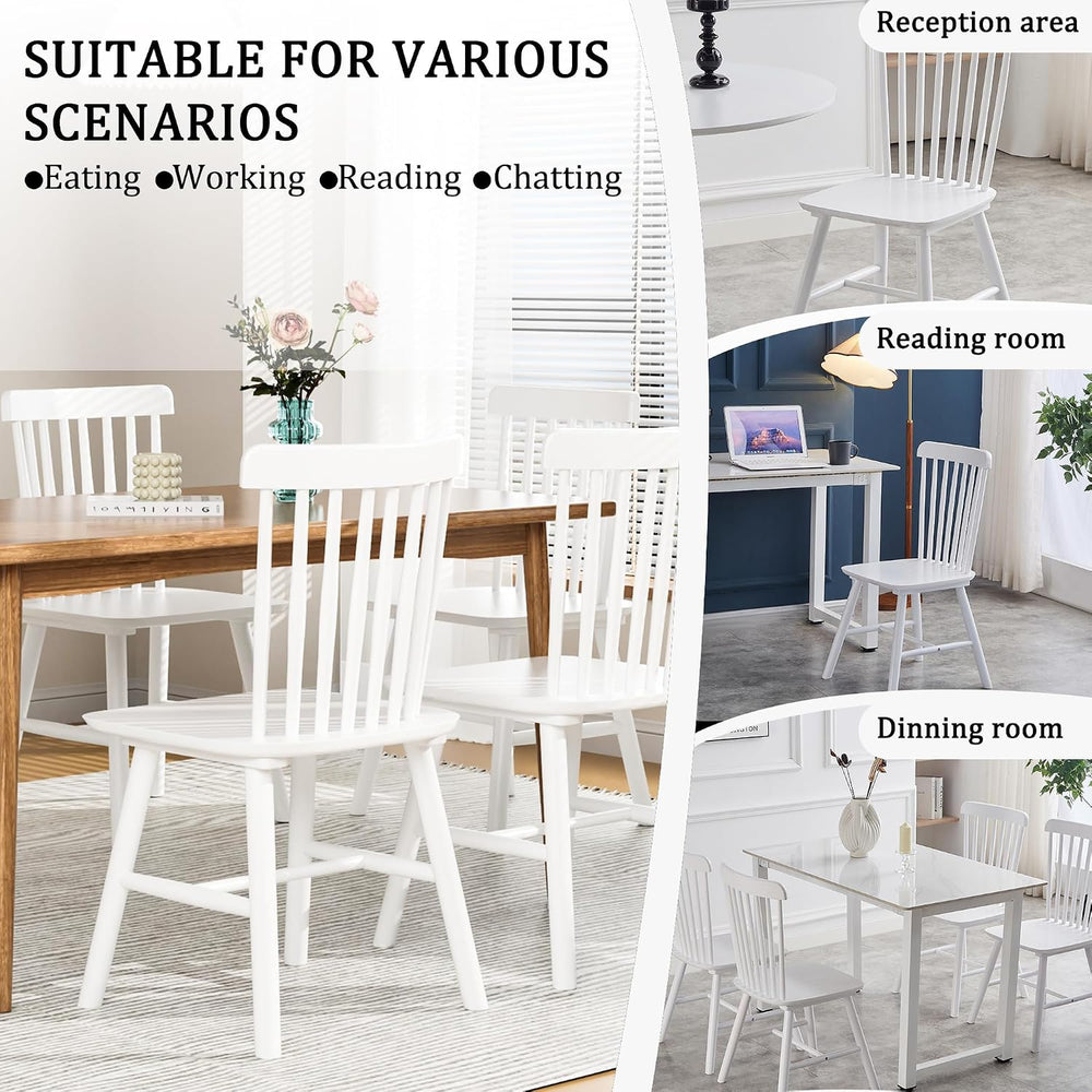 Dining Chairs Set of 6, Farmhouse Solid Wood Windsor Kitchen Chairs Set with ...