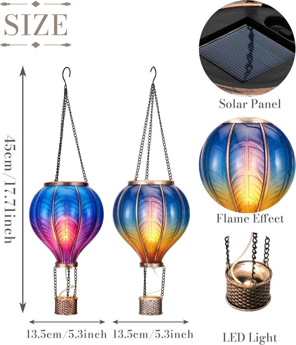 TERESA'S COLLECTIONS 2 Pack Hanging Solar Lantern Outdoor Garden Decor fo...