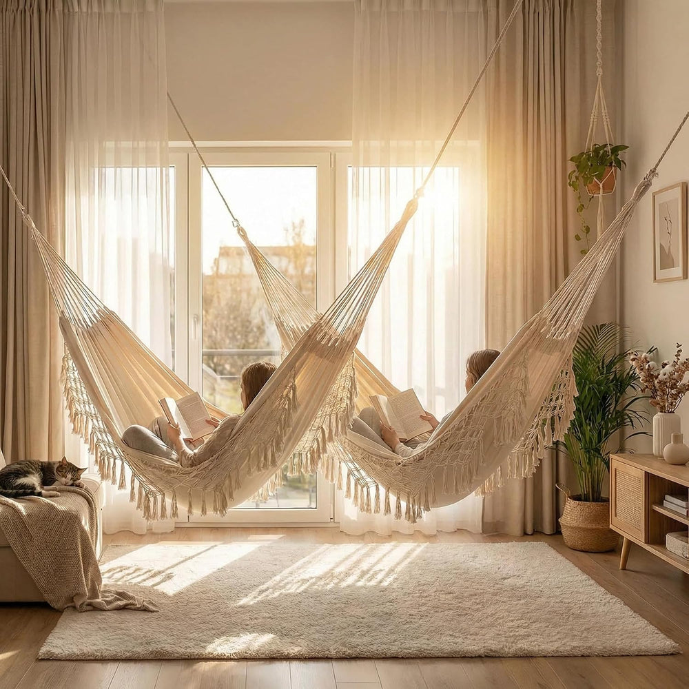 Outdoor Hammock Garden Cotton Hammock Macrame Fringe Hammocks Boho