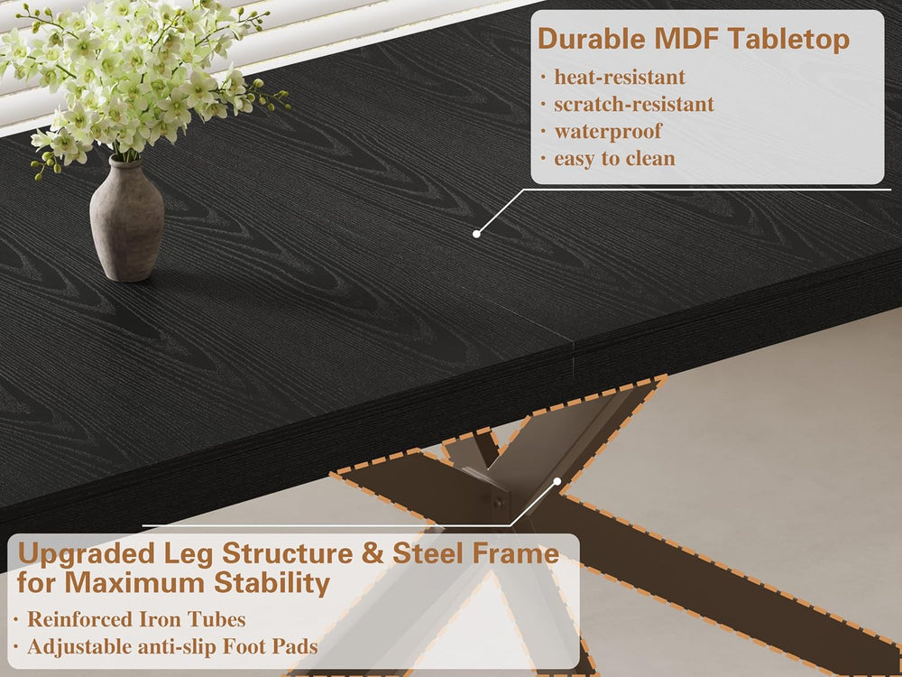 Extendable Dining Room Table for 4 6 8,55"-70" Kitchen Table Leaf,B...