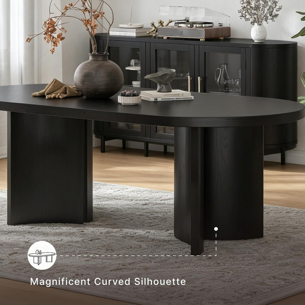Signature Design by Ashley Rowanbeck Minimalist Dining Table for 8 People, Black