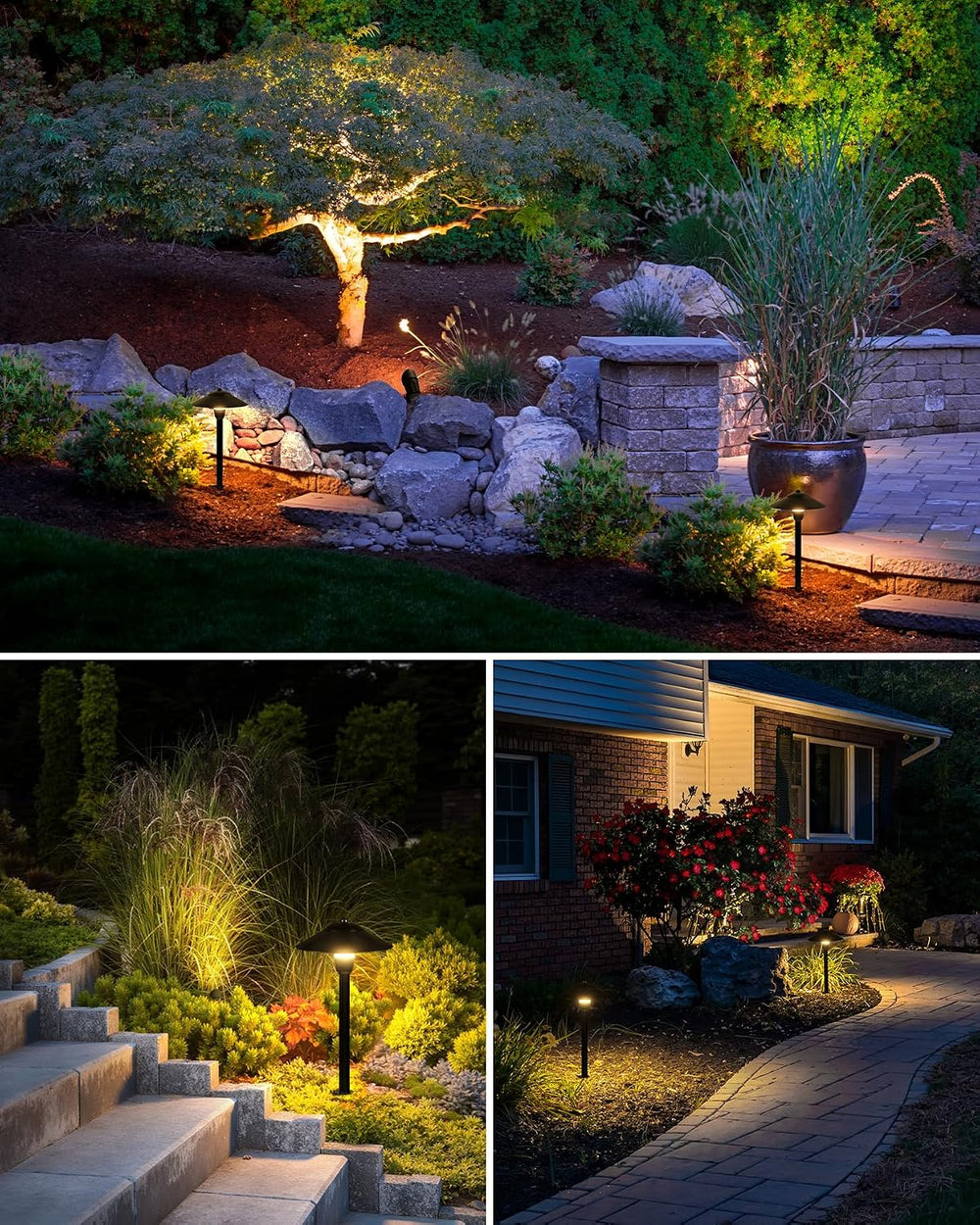 SUNVIE All-in-ONE Landscape Lighting Kit 6-Pack LED Outdoor Pathway Lights, 2...