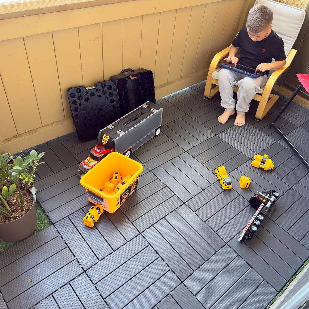 60 Pack Plastic Interlocking Deck Tiles, 60 sq. ft Patio Deck Tile, 12"x...