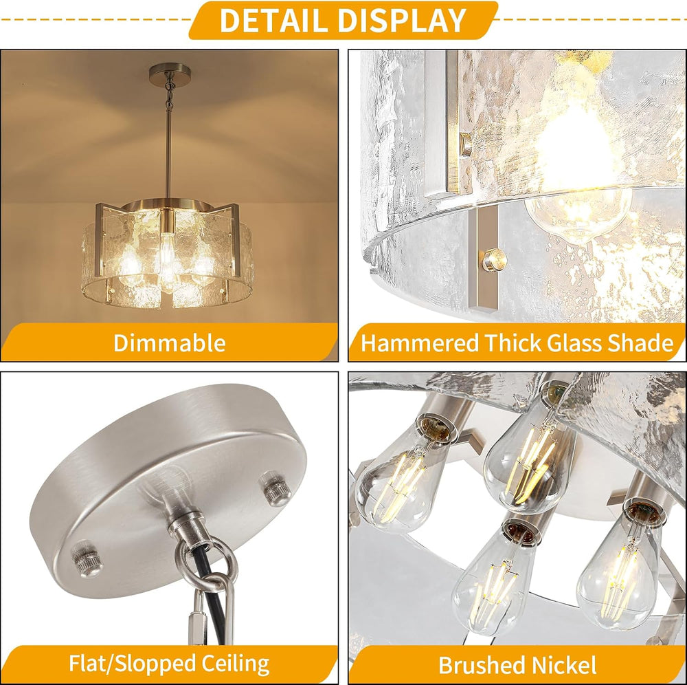 Modern Brushed Nickel Dining Room Light Fixture 4 Lights Chandeliers